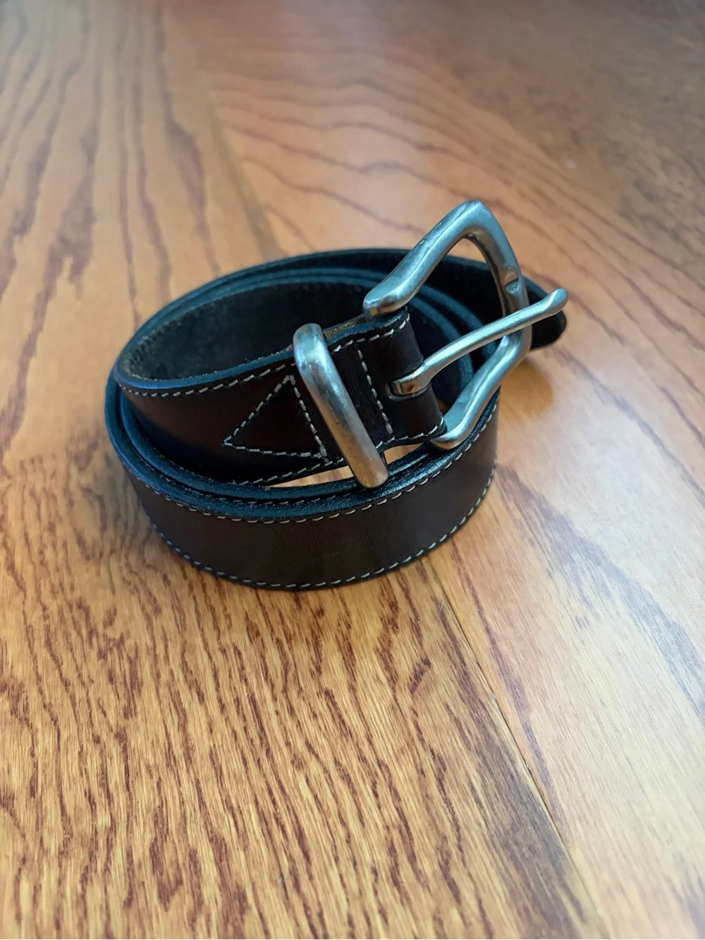 Black Leather Belt with Silver Buckle